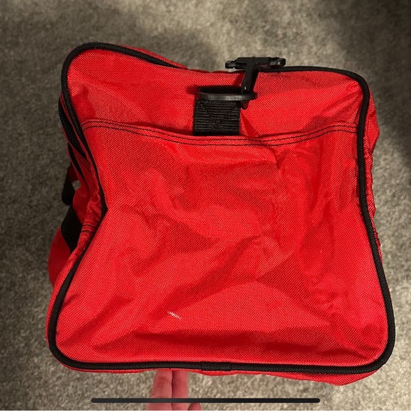 XL fire engine red black coexist Hindu Jewish multi religion yin Yang duffle bag - Picture 6 of 12